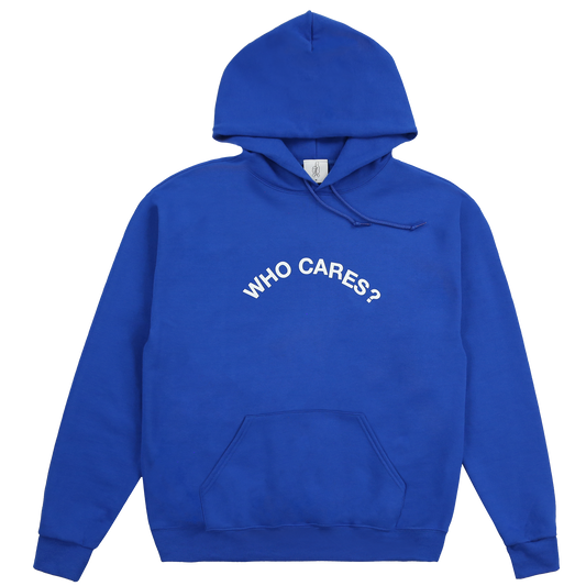 WHO CARES BLUE HOODIE